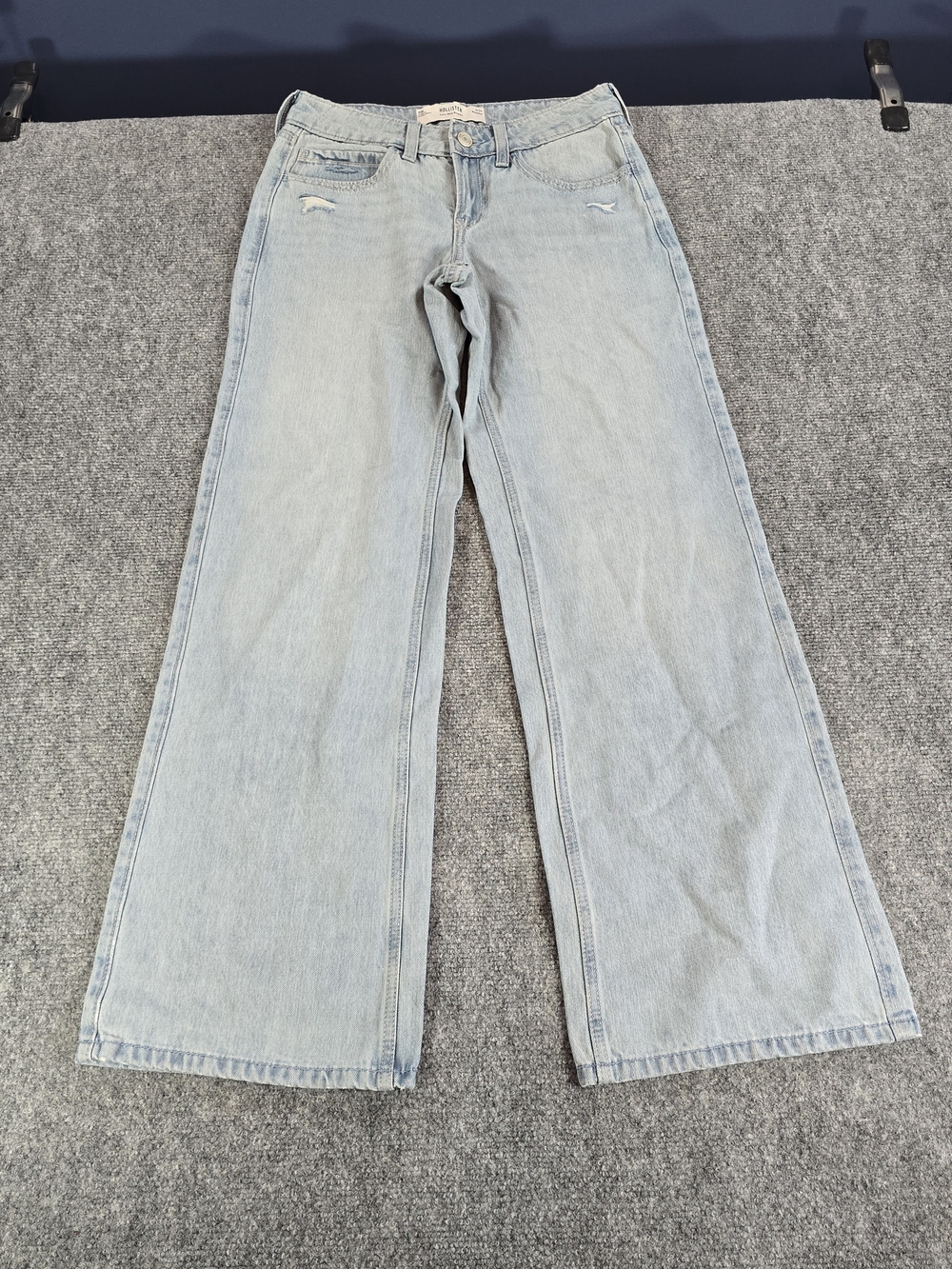 Hollister Low Rise Baggy Jeans Womens 24R Light Wash Wide Leg Y2K Denim